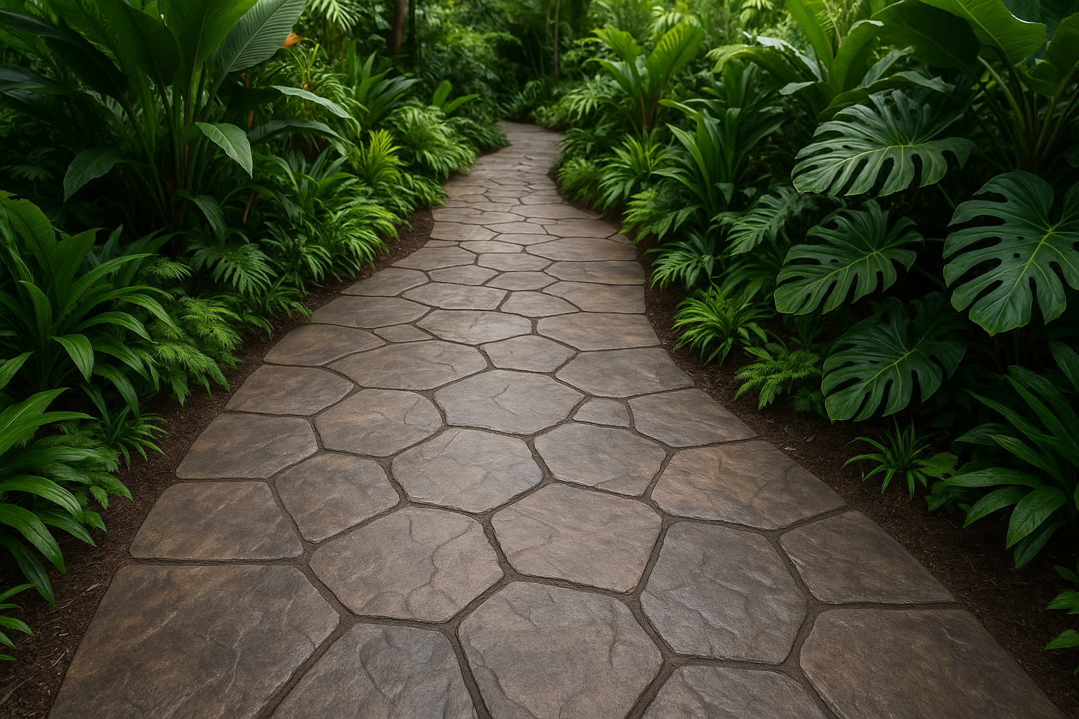 ลาย Random Stone ทางเดินรอบบ้าน กรุงเทพฯ