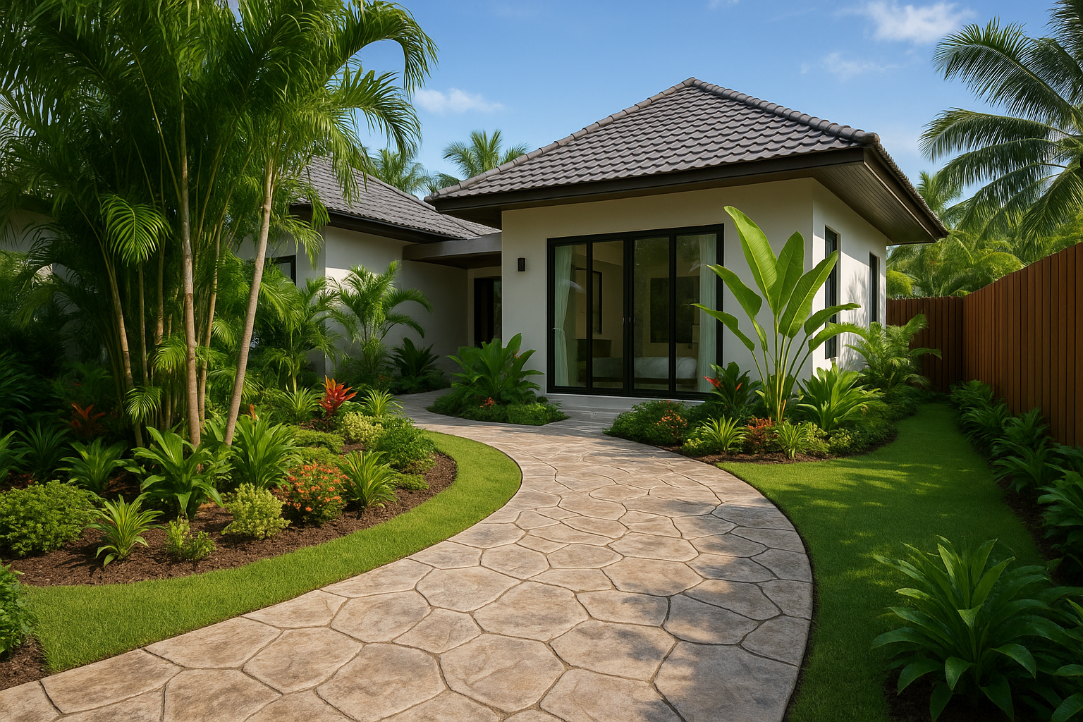 ทางเดินรอบบ้าน ลาย Random Stone กรุงเทพฯ