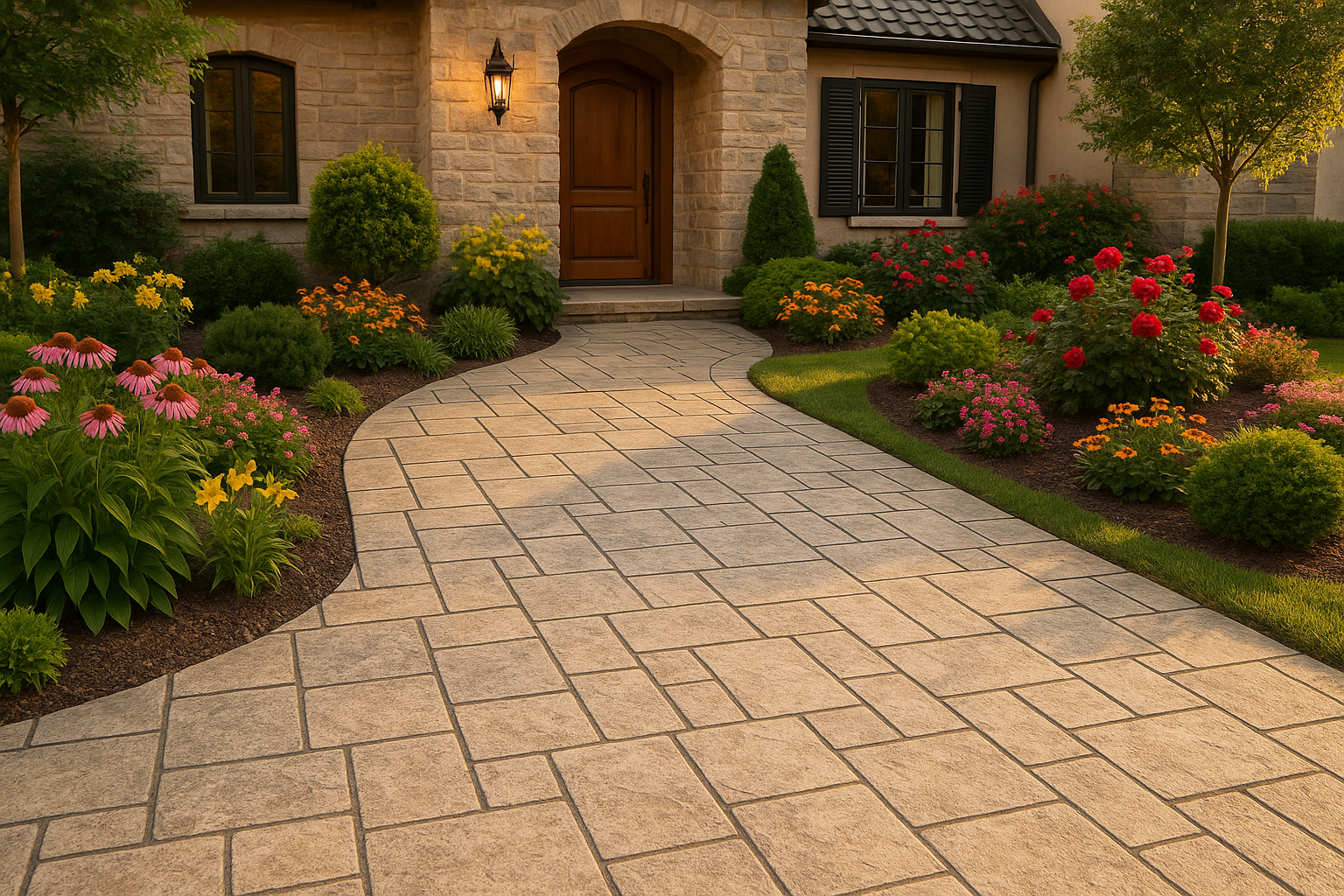 ลานหน้าบ้าน ลาย Ashlar Cut สไตล์ยุโรป นครราชสีมา